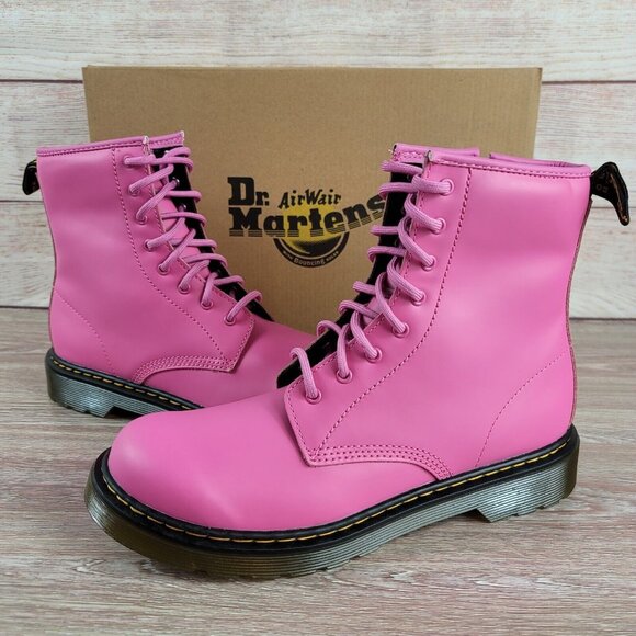 NEW Martens 1460‎ Matte Pink Combat Boots Women's Size Moto - Main Image